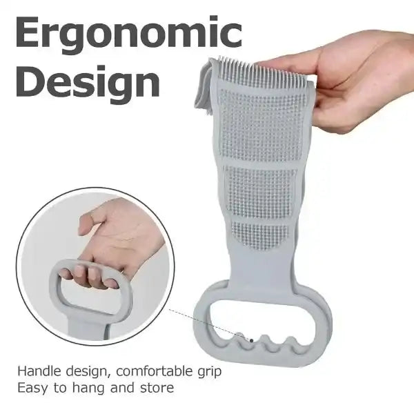 Gray ergonomic design tool held by a hand with close-up of handle
