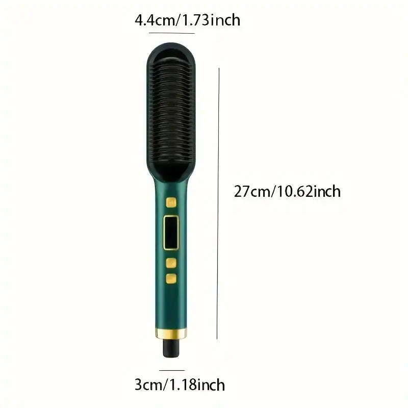 Hair straightener with measurements on a white background
